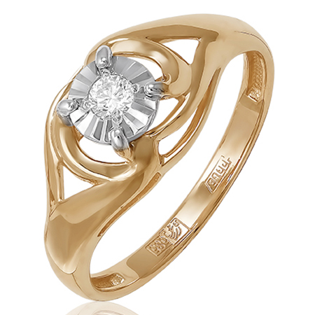 Кольцо, золото, бриллиант, 01-2059